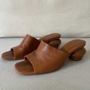 Zara brown leather mules